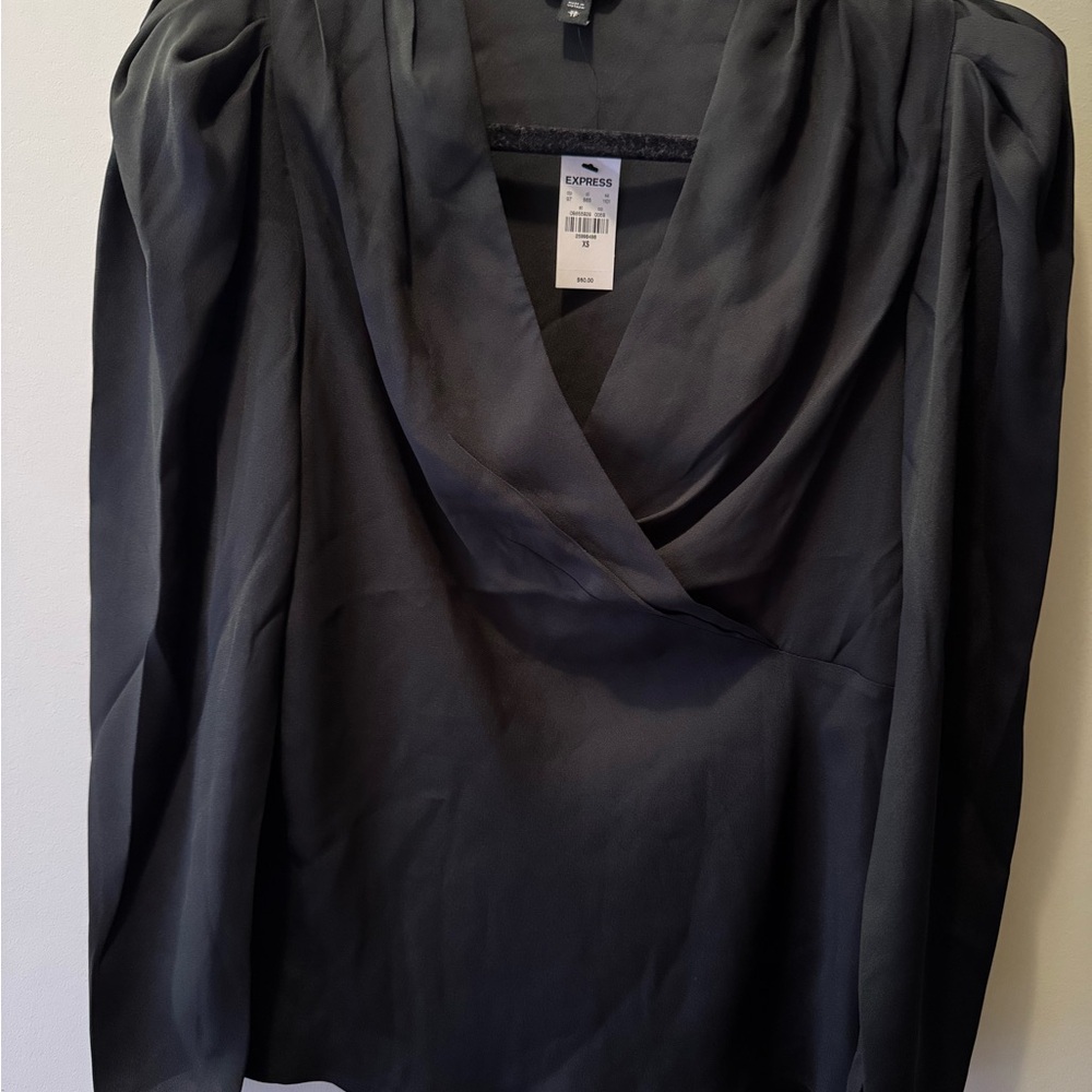 Express Black Draped Blouse